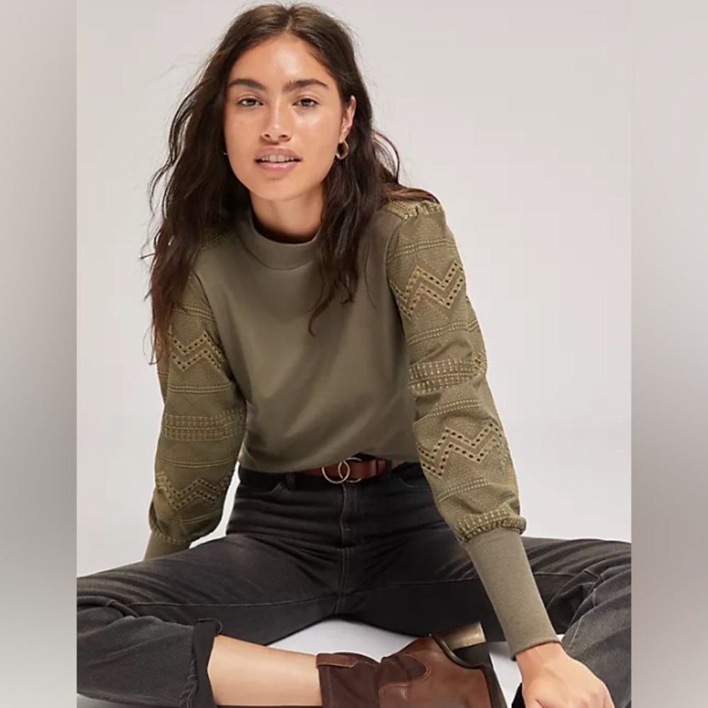 Anthropologie Tiny‎ Helen Lace Neck Top- Small